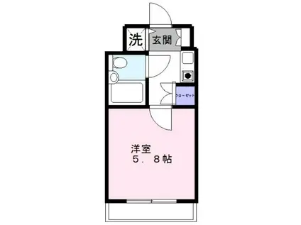 スカイコート川崎第8(ワンルーム/3階)の間取り写真