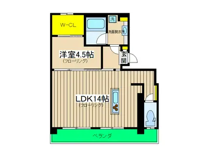 横浜KOWA HILLS(1SLDK/1階)の間取り写真