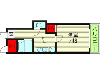 シャトル新深江(1K/9階)の間取り写真