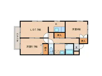 ガーデンTO I(2LDK/1階)の間取り写真