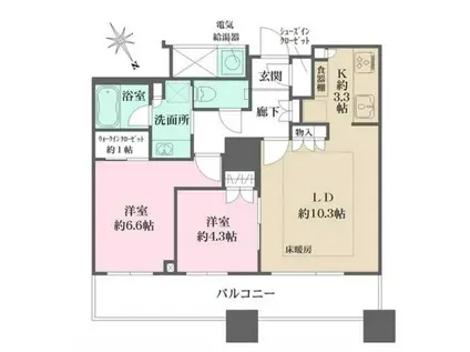 ザ・パークハウス西新宿タワー60(2LDK/54階)の間取り写真