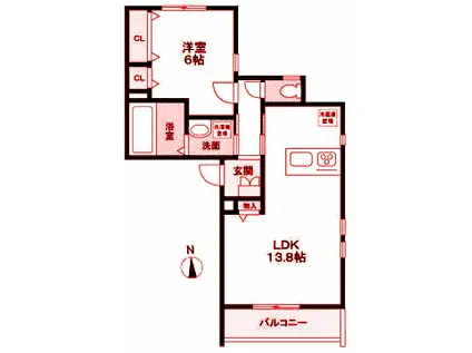 HANAMIZUKI(1LDK/1階)の間取り写真