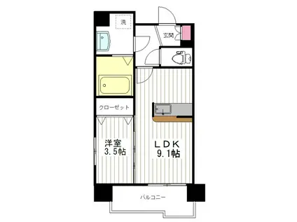 パルメゾン北仙台(1LDK/8階)の間取り写真