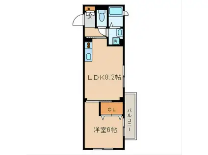 グランディール宮堀(1LDK/3階)の間取り写真