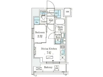 テラス押上(1DK/9階)の間取り写真