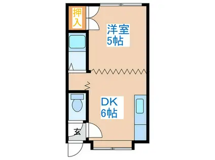 クイーンズコートII(1DK/2階)の間取り写真