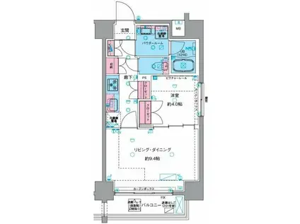 ジェノヴィア浅草VIスカイガーデン(1LDK/4階)の間取り写真
