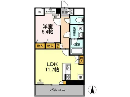 AT HAKKEY(1LDK/6階)の間取り写真
