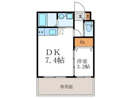 マレッタ京都天神川(1DK/1階)の間取り写真