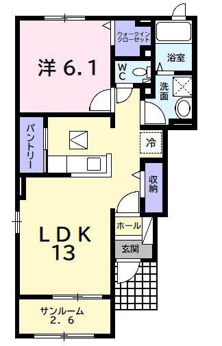 サニーレジデンスI(1LDK/1階)の間取り写真