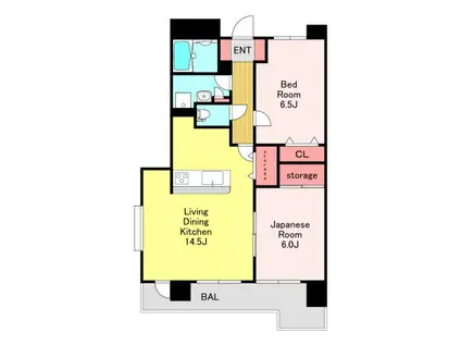 ベルヴィーユII(2LDK/4階)の間取り写真