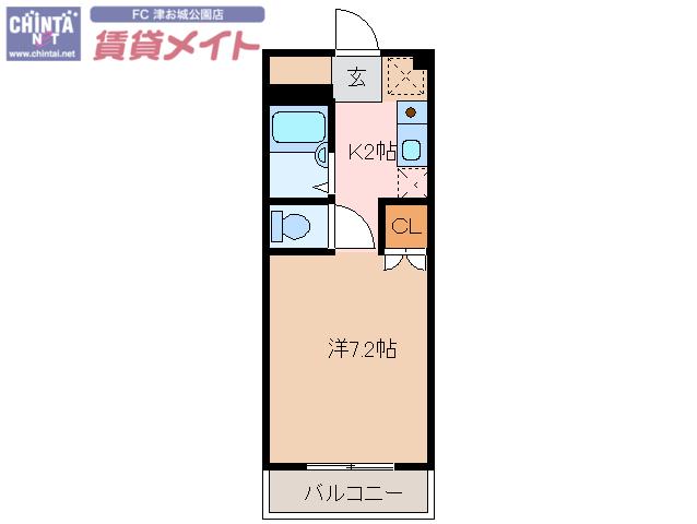 ラフィネ江戸橋(1K/3階)の間取り写真