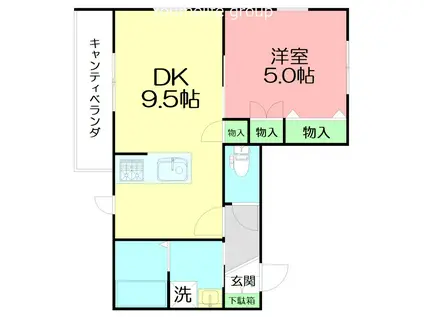 鵠沼海岸グリーンハウス(1DK/2階)の間取り写真