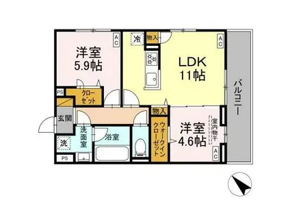 DーPLAISIR(2LDK/3階)の間取り写真