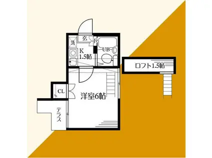 フラット上星川(1K/1階)の間取り写真