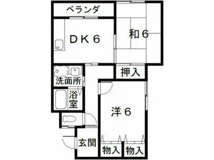 メゾンオーク(2DK/2階)の間取り写真