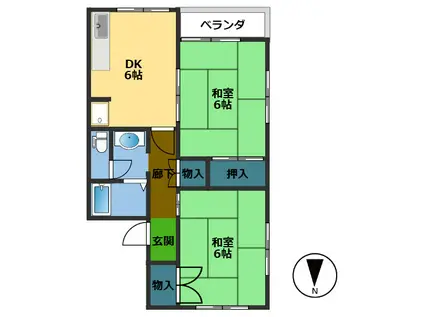 コーポ松竹II(2DK/2階)の間取り写真