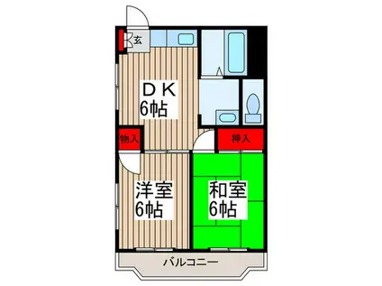 ドミール東浦和(2DK/2階)の間取り写真