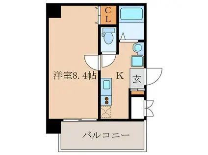 ミルフローラSK二条(1K/6階)の間取り写真