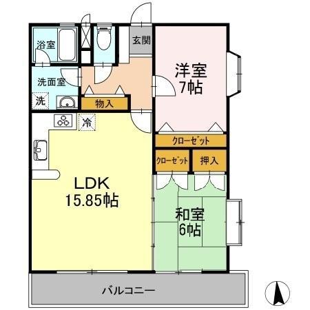 ラーバンハイツ(2LDK/3階)の間取り写真