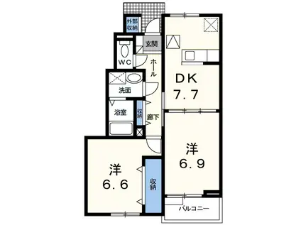 ボムコリーヌ(2DK/1階)の間取り写真