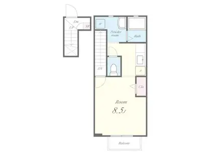 ユニベール神戸(1K/2階)の間取り写真