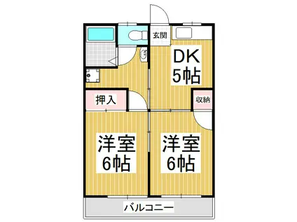 パインパレス(2DK/4階)の間取り写真
