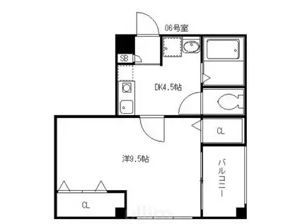 SHAMON東山(1DK/3階)の間取り写真