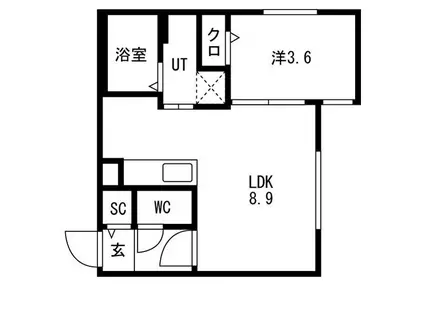 AND-HONDORI(1LDK/3階)の間取り写真