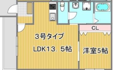 レジデンスコート豊中末広町(1LDK/1階)の間取り写真