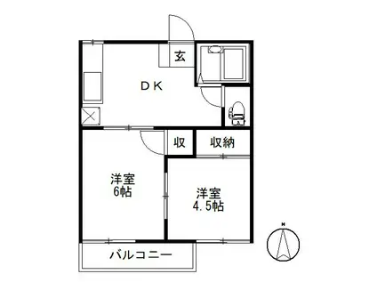 メゾンコーラル(2DK/1階)の間取り写真