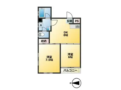 メゾン王城(2DK/4階)の間取り写真