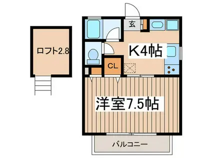 ラティス成城(1K/2階)の間取り写真