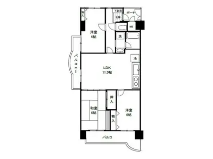 朝日プラザ柏木(3LDK/2階)の間取り写真