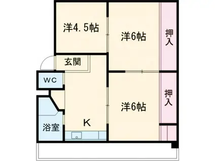 ヴィラナリー木太II2号棟(3DK/1階)の間取り写真