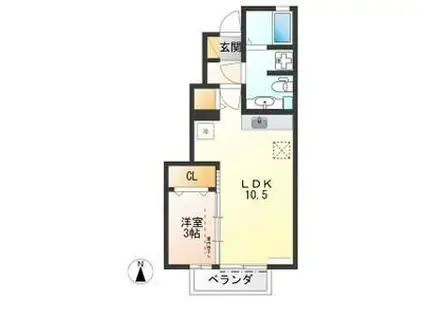 ビューラーKEN A(1LDK/1階)の間取り写真