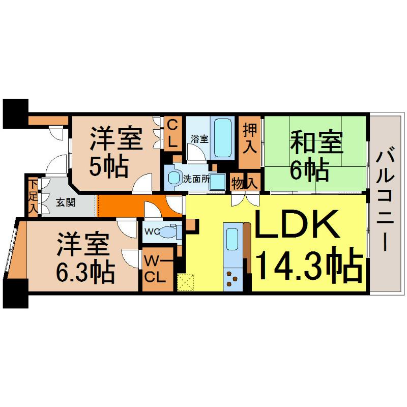 グランカーサ上前津(3LDK/2階)の間取り写真