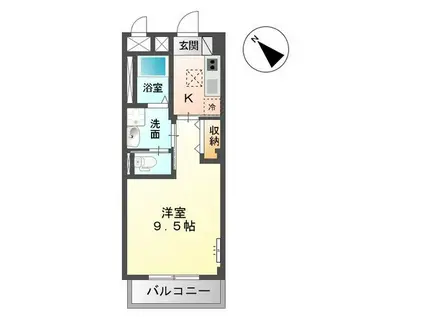 ユニヴァリィ ルークス(1K/1階)の間取り写真