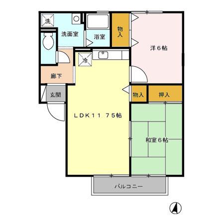エスポワール(2LDK/2階)の間取り写真