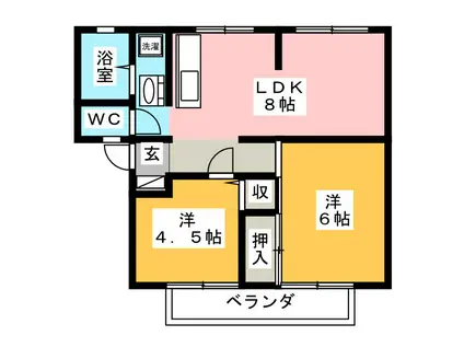 サンビレッジ長良I A棟(2LDK/2階)の間取り写真