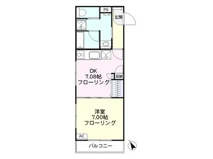 サンハイツ深野(1DK/2階)の間取り写真