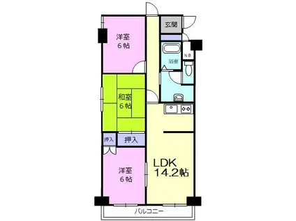 グランドール緑町(3LDK/7階)の間取り写真