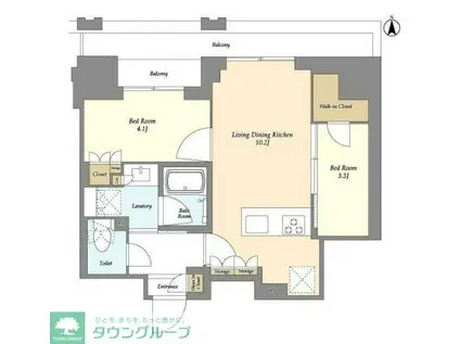 ドゥーエ府中I(2LDK/11階)の間取り写真