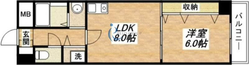 佐々木ビル(1LDK/7階)の間取り写真