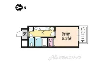 アクロス京都西大路(1K/10階)の間取り写真