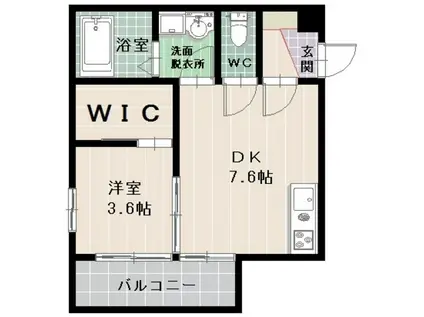 アトリエ四季(1DK/3階)の間取り写真