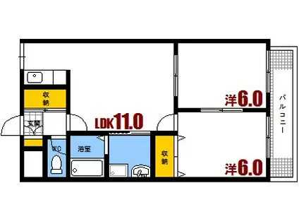 マルベリーヒルズ(2LDK/3階)の間取り写真