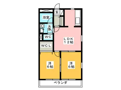 パレオ桜橋(2LDK/1階)の間取り写真