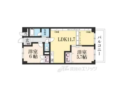 マノワール内貴(2LDK/1階)の間取り写真