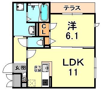 エルム六甲(1LDK/1階)の間取り写真